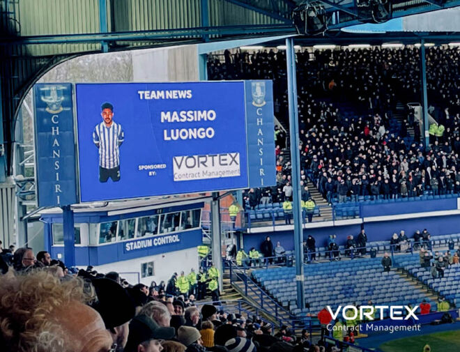 Vortex Contract Management are proud sponsors of Sheffield Wednesday Football Club