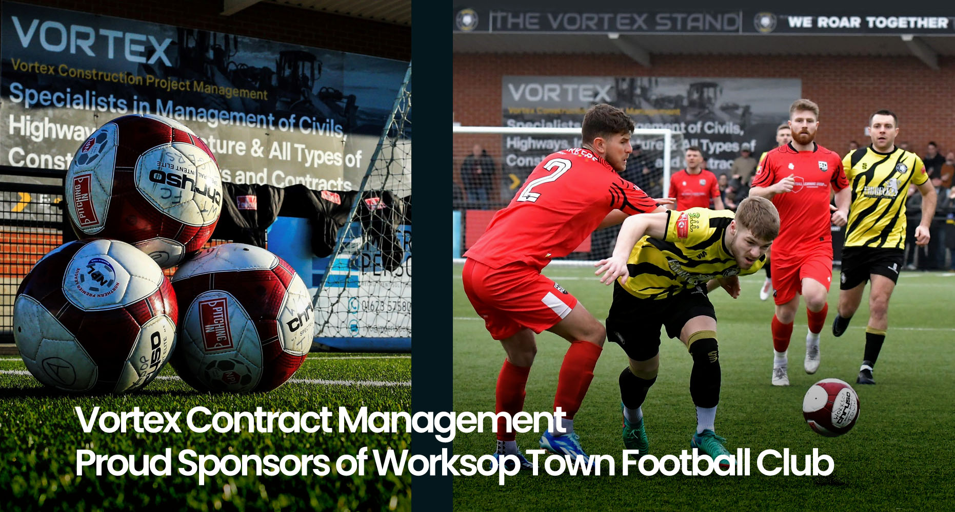 Vortex Contract Management - proud sponsors of Worksop Town Football Club 